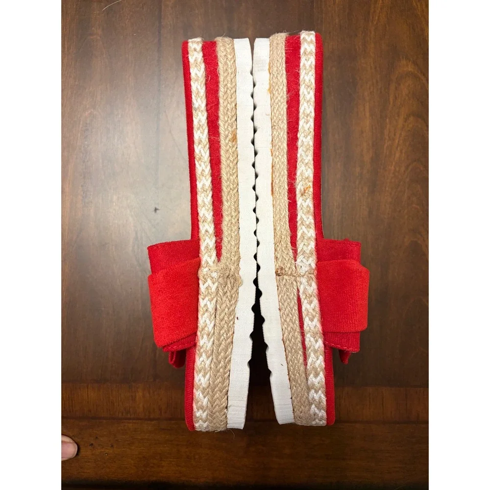 Womens‎ Red Bow Espadrille Platform Slide Sandals Slip On Summer Shoes